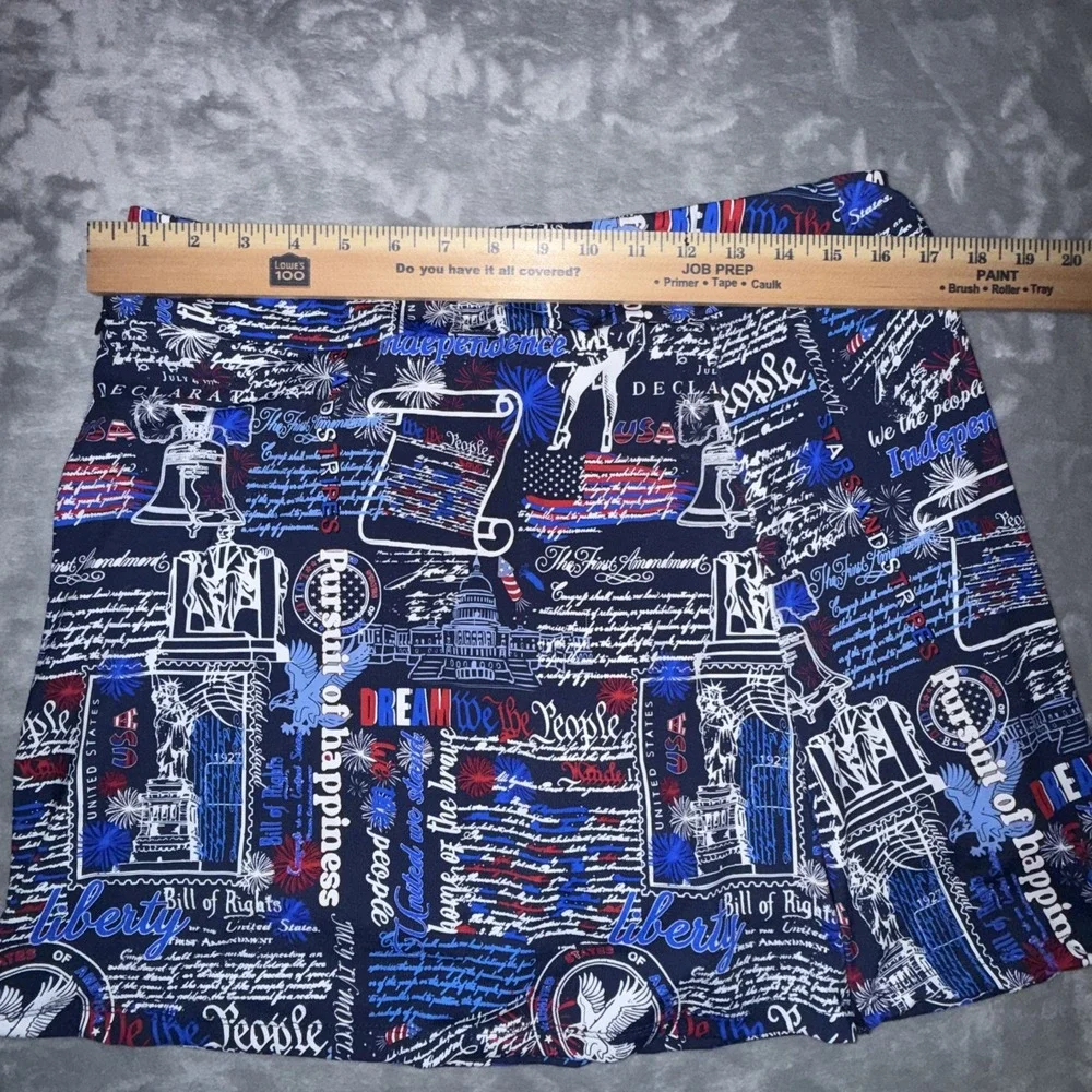 LULU B UPF 50+ Zip Skort Women's L Script Americana Constitution and Liberty